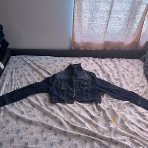 Dark Blue Cropped Denim Jacket